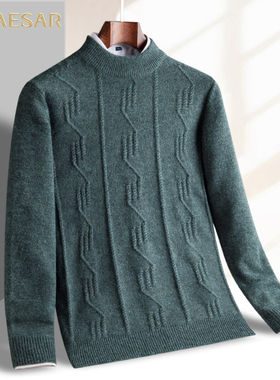 凯撒大帝2025秋季新款男士纯色休闲时尚百搭长袖中年上衣针织衫J