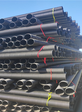 黑色双壁波纹管110塑料白色HDPE双壁单臂盲排管电线护套管