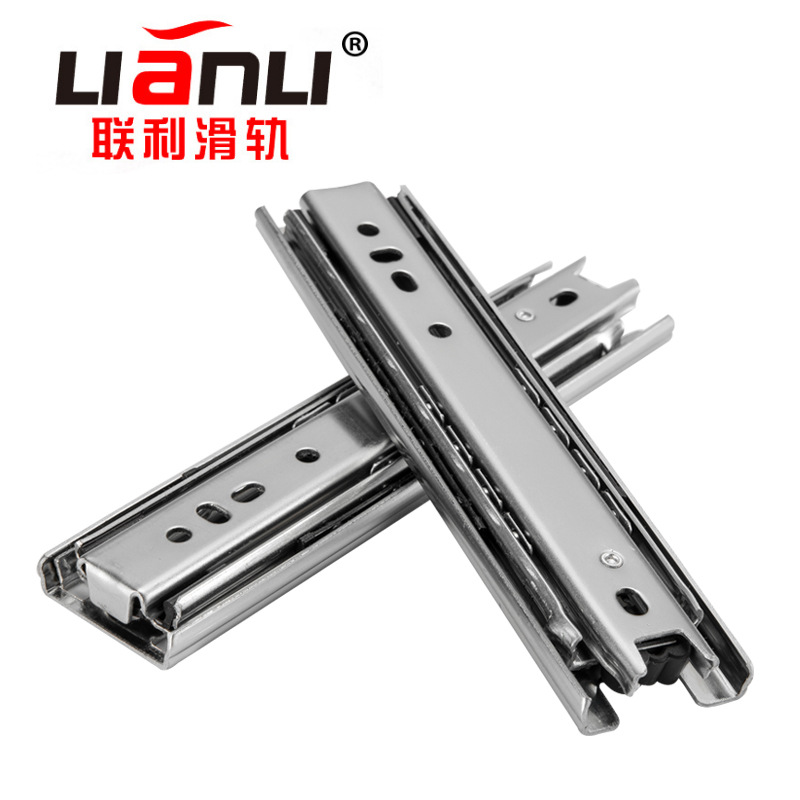 中载型37系列三节式钢制工业滑轨SPCC全长伸展镀锌钢珠滑轨轨道