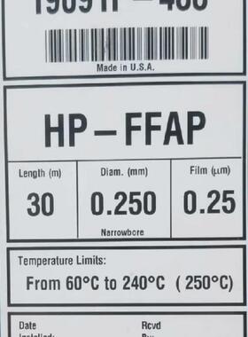 安捷伦HP-FFAP色谱柱19091F-433规格30m0.25mm0.25um议价