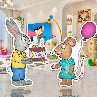 波西和皮普主题男女孩周岁生日布置场景布置装饰kt板定制氛围道具