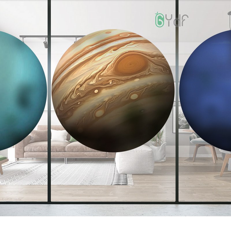 定制玻璃贴纸圆形透光不透明静电磨砂玻璃贴膜家用创意窗纸圆形