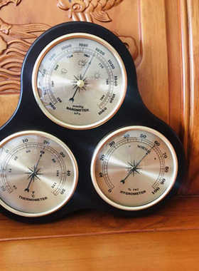气象仪温度计湿度计气压计西洋欧式木座woden weather station