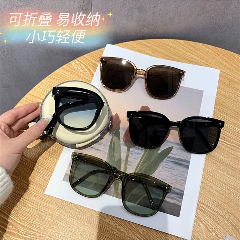 官w329!大g框可折叠收纳男女情侣防紫外线墨镜显脸小偏光太阳眼镜