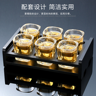 6酒杯12只u装 玻璃白酒杯套装 托盘架子洋烈酒杯家用一两小号一口杯