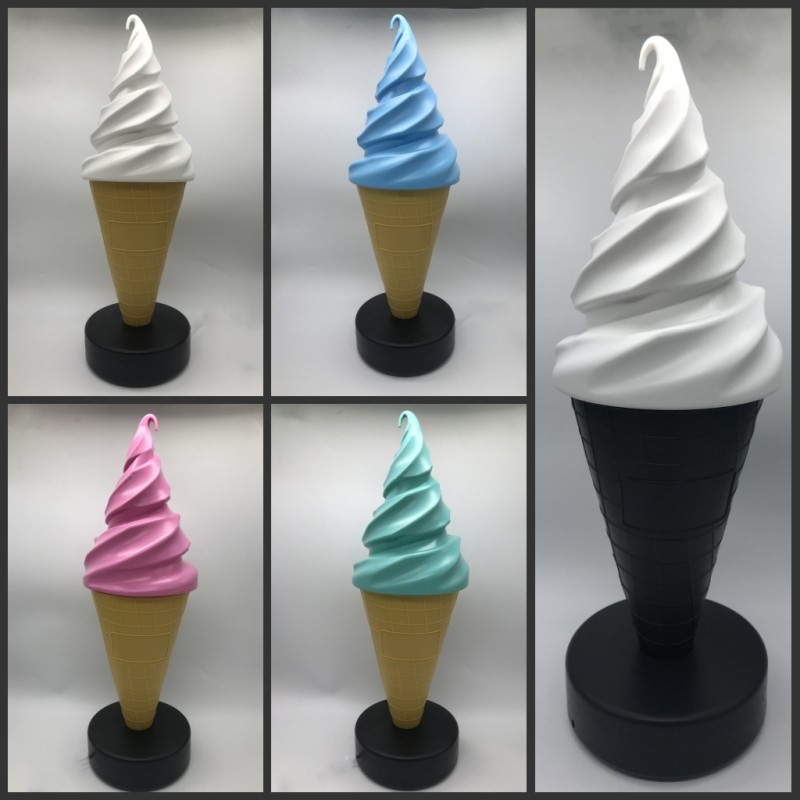60cm高冰淇淋模型n灯/七彩变色宣传摆件/冰激凌模型装饰/广告灯箱