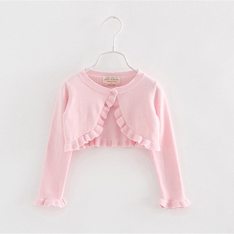 女童薄外套针织开衫蝴蝶结毛衣短款披H肩小宝宝搭配礼服春夏天红