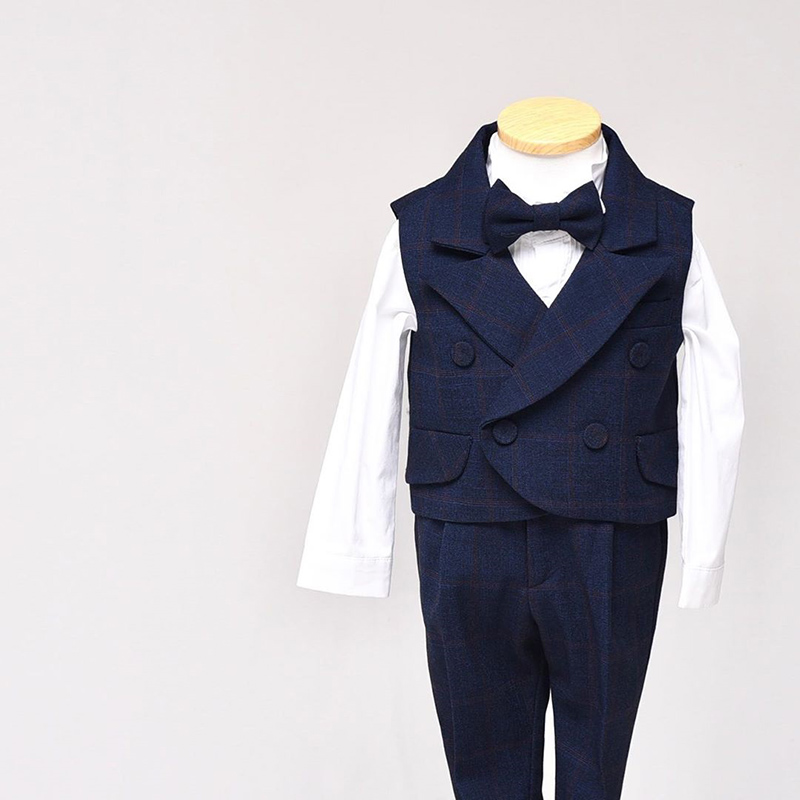 儿童西装男童帅气英伦燕尾马甲套装三件套花童男宝宝X周岁生日礼