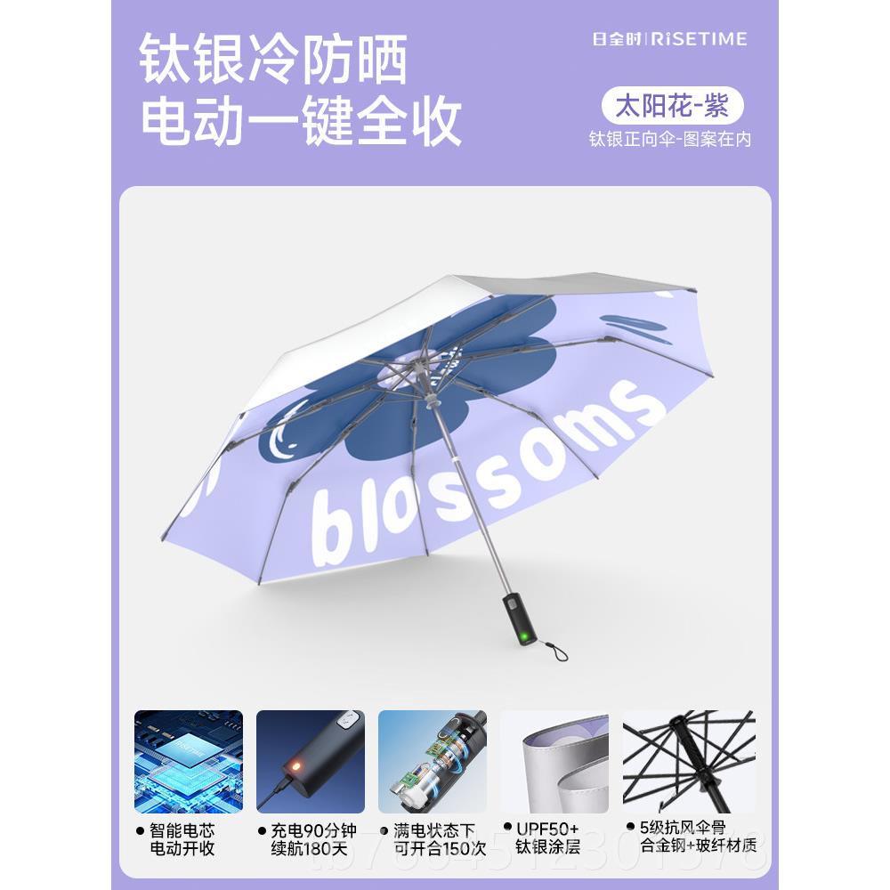 高档日时智能电收动伞一键全自动收雨女伞商务男士高端折叠缩防晒图片