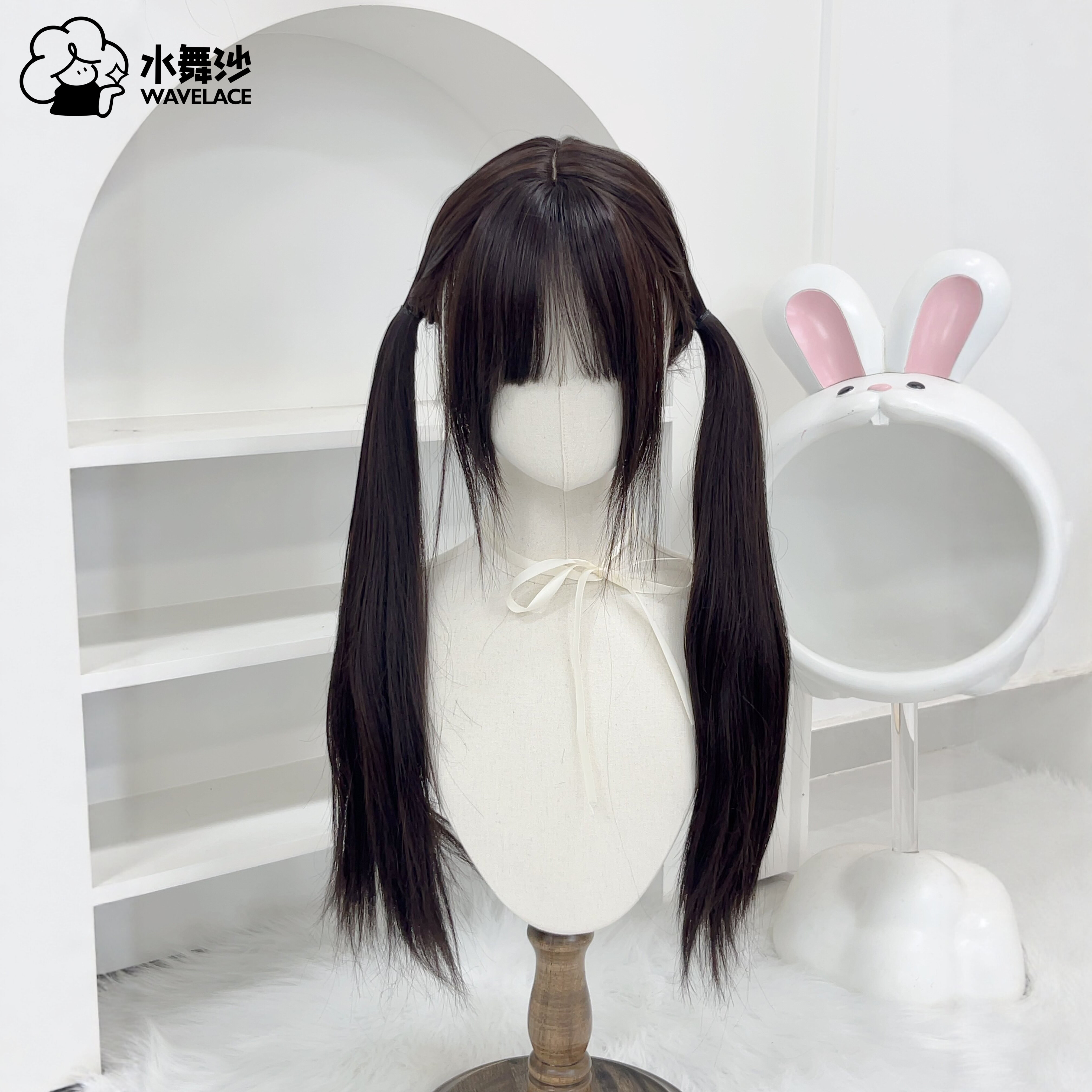 水舞沙假发女长发全头套式Lolita加长款75cm黑长直jk日常全头套