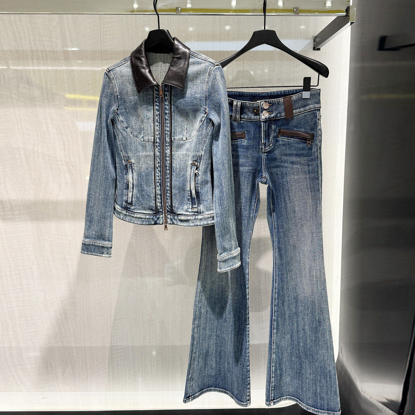ROUUE STAR皮质牛仔套装高端秋冬季】领女装25微喇裤外套Polo