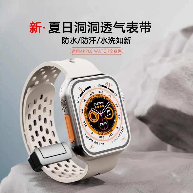 linevek适用苹果硅胶透气表带图片