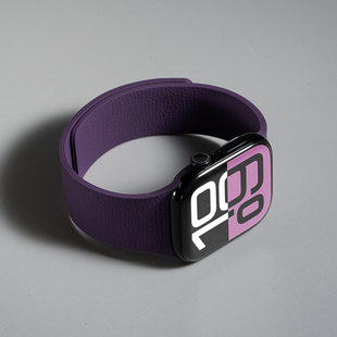 LINEVEK适用iwatch10表带苹果ultra 配件硅胶荔枝纹创意87 49mm替换s11腕带9高级applewatch手表带se3磁吸夏季