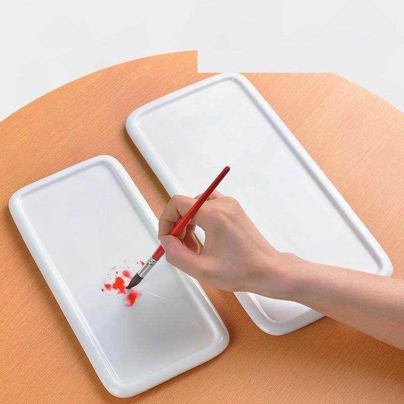 陶瓷调色盘水彩颜料水粉长方形国画美术绘画学生专用工具文房四宝