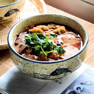 碗家用汤面碗大碗覆古汤碗专用个人吃饭的碗陶瓷日式面碗6寸餐具