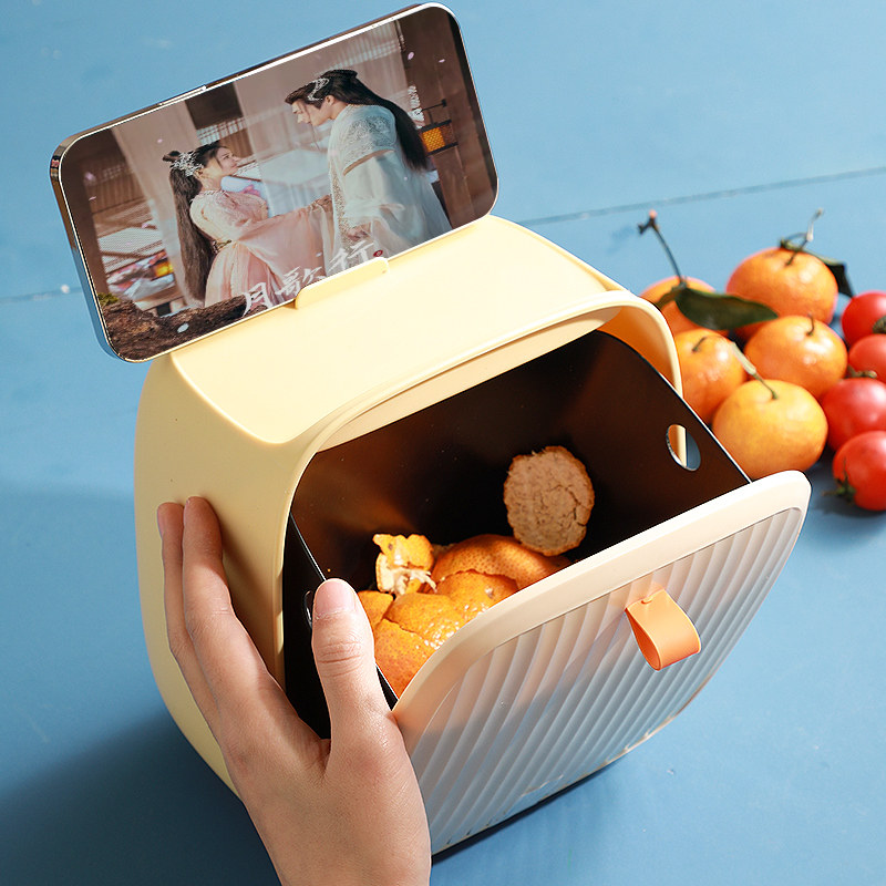 精选桌面垃圾桶轻奢创意带盖子家用办公室小号牀头卧室客厅厨房垃