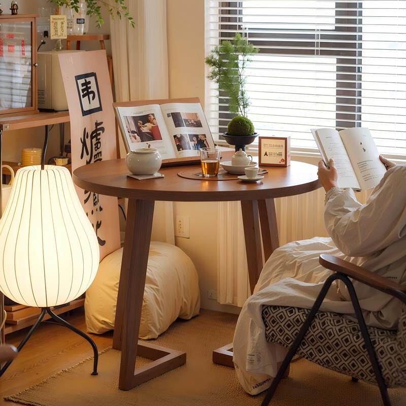 实木茶桌书桌一体两用阳台休闲 茶桌椅组合小户型洽谈桌新中式茶