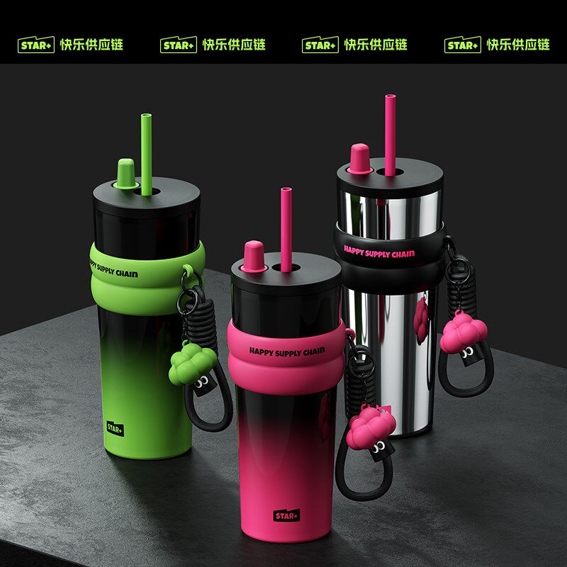 世大家大容量吸管新款316L陶瓷内胆保温杯女随行男车载运动水杯子