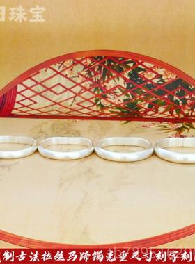 高档999足银纯银手千镯复古开口足实心马蹄镯子 妈款手妈工女银镯