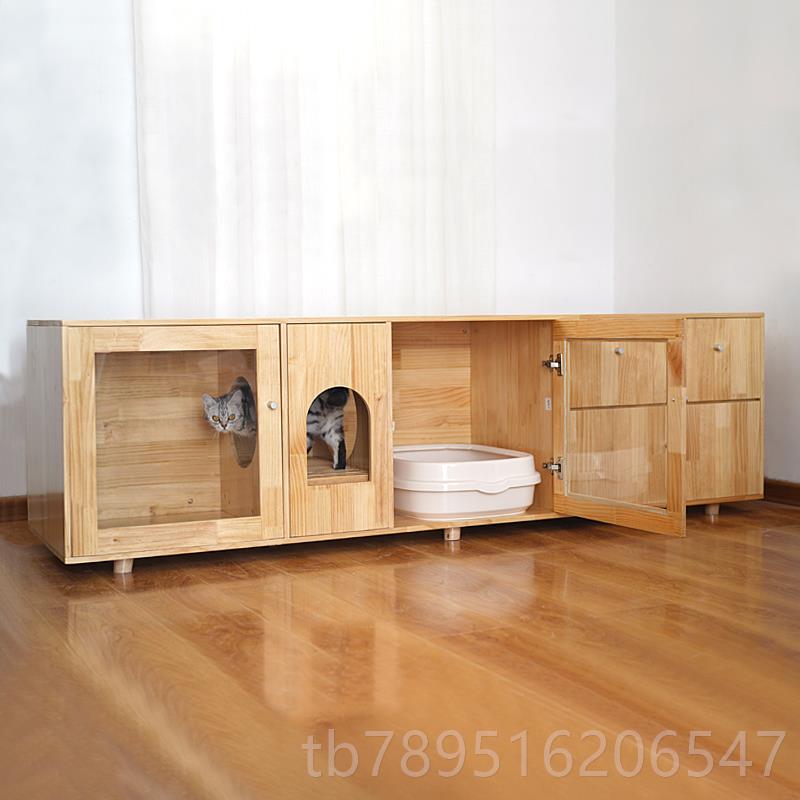 高档木猫别墅猫笼超自暖由空间大实室内家用保猫柜电视柜猫窝厕所