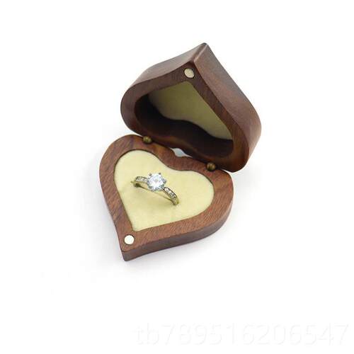 高档心形戒指盒高珠宝盒档结婚求婚钻戒盒定制木实质木耳钉耳饰收