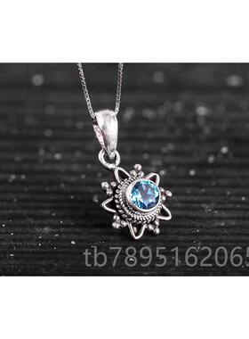 高档尔手工925银饰品托帕石手镯坠吊女尼个性手泊链 创意复古民族