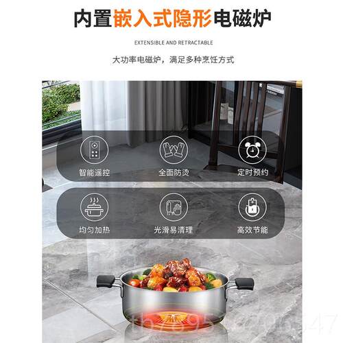 高档新中式圆板餐桌实木折叠家用饭桌大方小户岩型伸缩圆两用可变