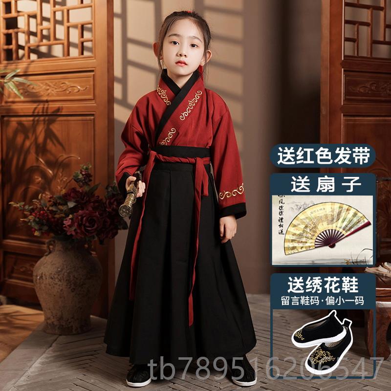 高档元旦风花木兰汉服女童儿童霸气演出男服中国女侠童古装女孩国
