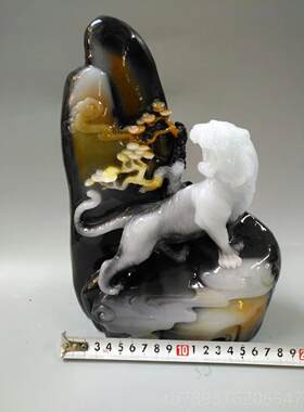 高档天虎山林 仿古工艺品摆 件复啸古怀旧然独山玉原石芙蓉石雕