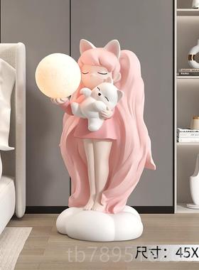 高档奶油风女孩厅大型客迁落地摆家件居饰品电视柜沙发旁托盘乔礼