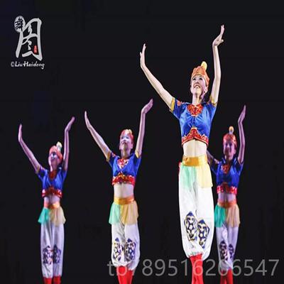 高档制少民族舞蒙古数演出服蒙族筷子订舞表演服驯马骑马舞蹈服装