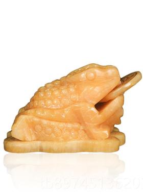 正品玉石金蟾摆件足蟾三蜍三脚金办蝉业公室店铺黄玉摆件开送礼工