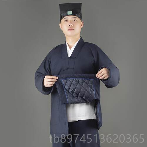 正品冬道士服装男加厚中长道袍三清领服女加绒对襟太极服道棉季袄
