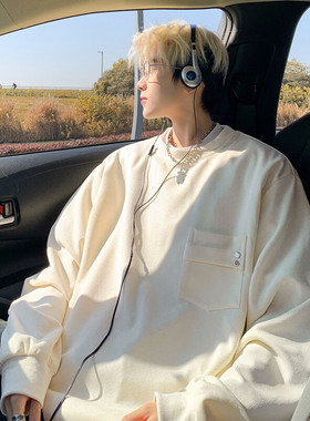 2025 春季新款 港风外景大码口袋长袖T恤M-5X HT25077-特P30