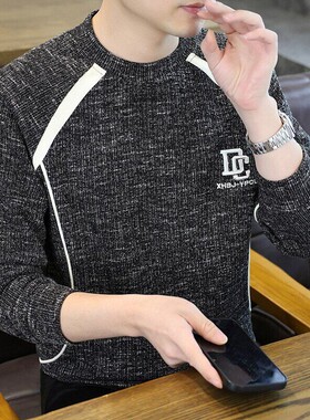 702-P40 2026春季新款休闲圆领卫衣男长袖T恤打底衫 数据款货足