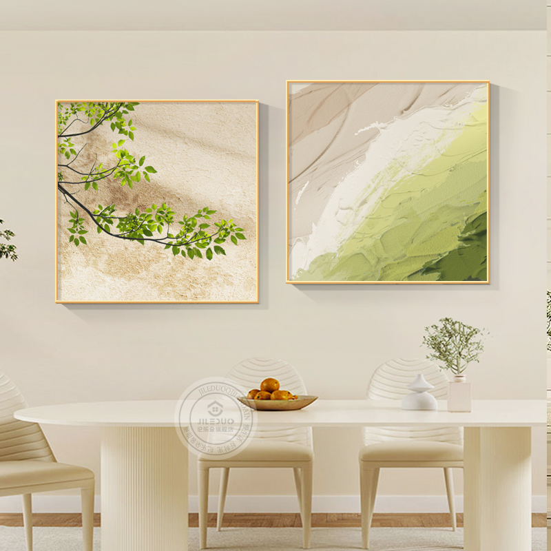 奶油风玄关装饰画小清新饭厅挂画绿植楼梯间壁画走廊过道组合墙画图片