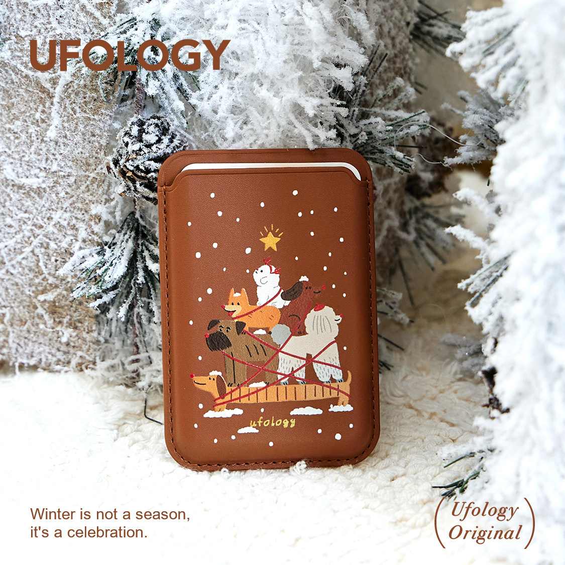 Ufology原创设计磁吸手机卡包适用苹果magsafe卡套插画圣诞秋冬