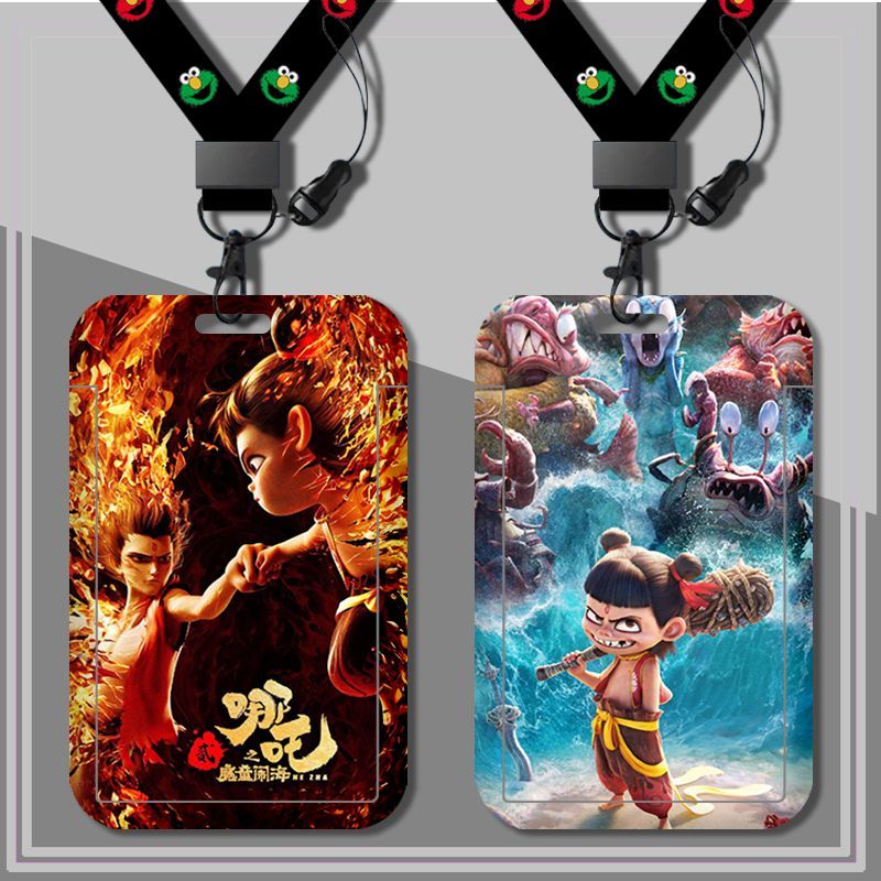 哪吒学生卡套校园卡公交车卡羊城通门禁工厂牌校牌套硬壳长短挂绳水卡带挂绳钥匙扣保护套厂牌套校牌定制