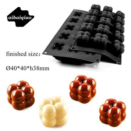 爱百巧 4cm 15连魔球甜点矽胶模具 茶歇甜品慕斯模小魔球西点模具