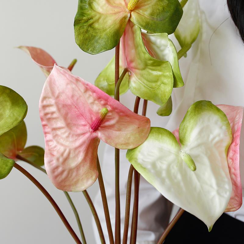 ladylike 优质红掌假花假绿植花烛 仿真花白掌花瓶摆件客厅插花