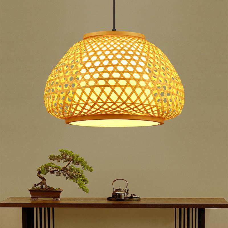 禅意藤编灯罩竹艺饭店饭厅灯具创意个性民宿竹编吊灯东南亚吊灯,家装灯饰光源,餐厅吊灯,淘宝优惠券,粉丝福利购,淘宝优惠卷