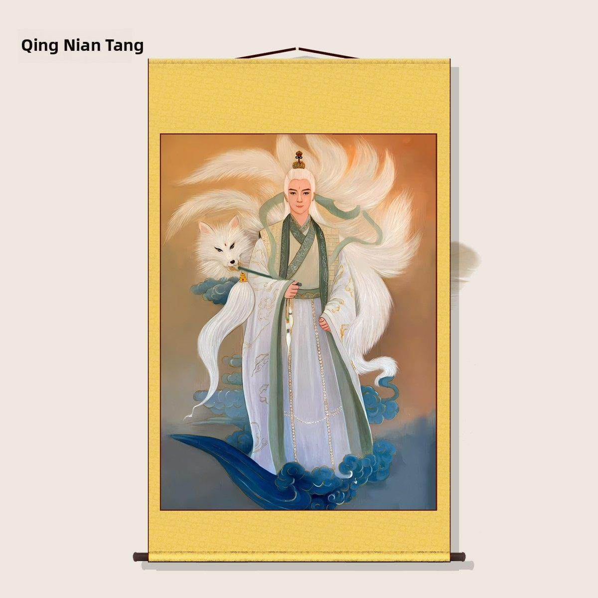 九尾狐人像挂画满人胡先天狐仙胡九霄皇君道家出马庙口拜造像装饰,家居饰品,国画,淘宝优惠券,粉丝福利购,淘宝优惠卷