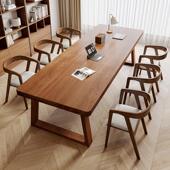 客厅大长书桌阅读学习桌学生家用书房办公桌纯实木大板书桌工作台