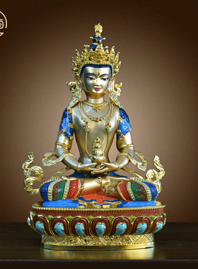 纯黄铜长寿佛像西藏藏村常寿佛