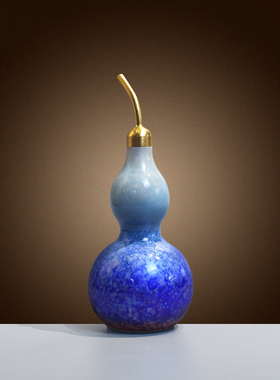 纯铜小葫芦摆件蓝色紫色葫芦