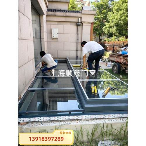 移动阳光房智能电动天窗折叠玻璃雨棚一楼天井电动遥控平移阳光房