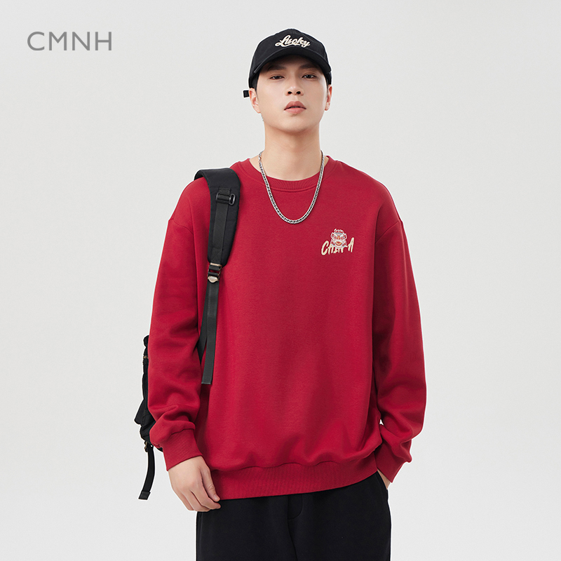 350克重磅圆领长袖卫衣男加绒