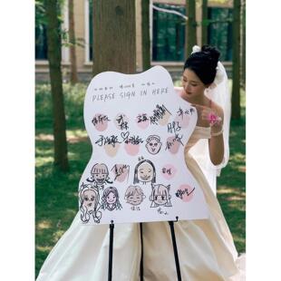 创意幼儿园签到展板婚礼签到迎宾牌手绘涂鸦签名墙生日kt板定制