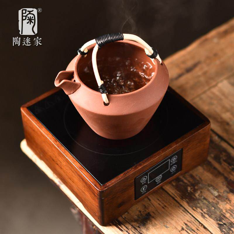 陶迷朱泥提梁罐罐茶壶粗陶覆古功夫茶具家用陶瓷围炉煮茶壶烤奶茶