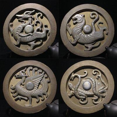 精品四神兽青龙白虎朱雀玄武陶瓷镇宅瓦当工艺礼品摆饰中式客厅装